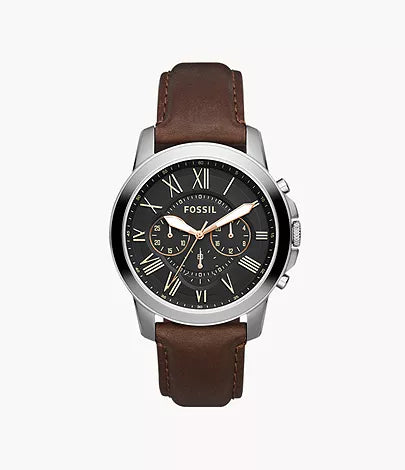 FOSSIL GRANT FS4813 BROWN LEATHER WRIST WATCH FOR MEN