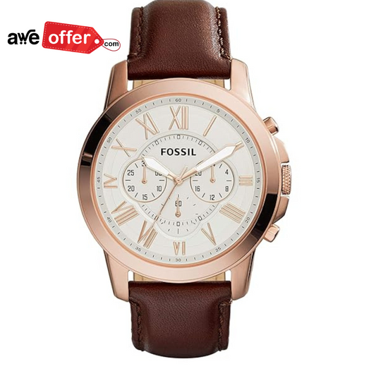 FOSSIL LEATHER ANALOG SILVER DIAL MEN WATCH-FS4991