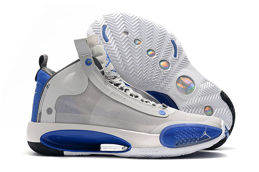 Nike Air Jordan 34 XXXIV Shoes for Unisex (Grey/Blue)