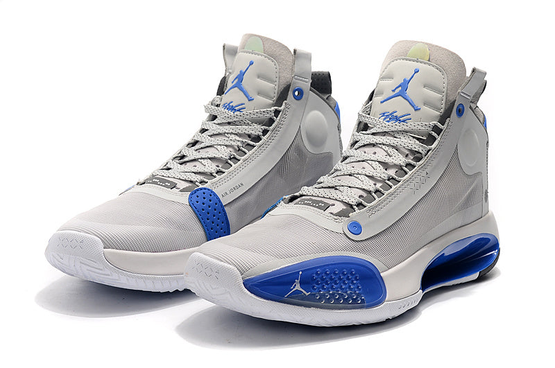 Nike Air Jordan 34 XXXIV Shoes for Unisex (Grey/Blue)